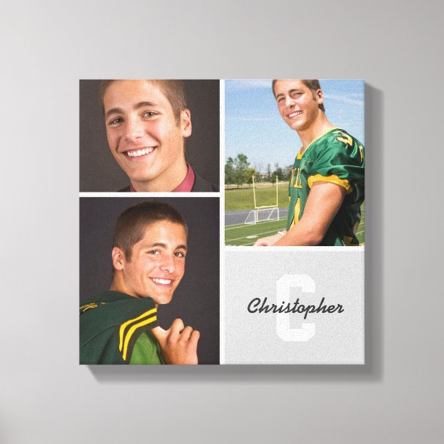 Custom Monogram Senior Photo Collage Canvas Print (Front)