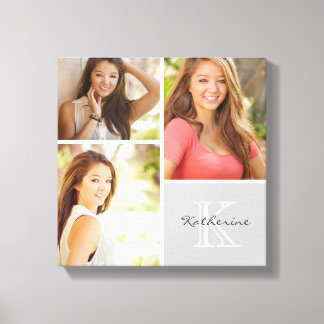 Custom Monogram Senior Photo Collage Canvas Print