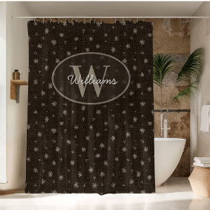 Custom Monogram Shower Curtain Hand Drawn Flowers