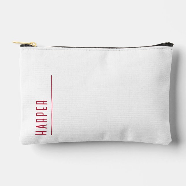 Custom monogram, snow white  accessory pouch (Front)