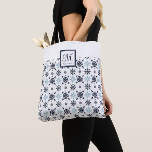 Custom Monogram Snowflake Tote Bag