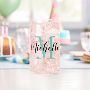 Custom monogram soda can shape drink glass gift