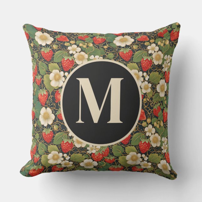 Custom Monogram Strawberry Cushion (Front)