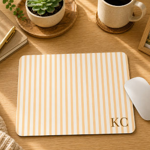 Custom Monogram Striped Workspace Personalised Mouse Pad