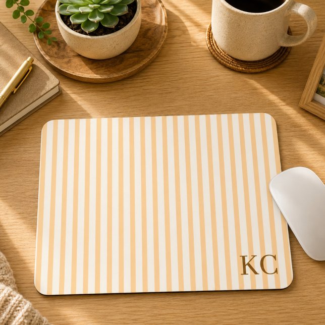 Custom Monogram Striped Workspace Personalised Mouse Pad (Creator Uploaded)