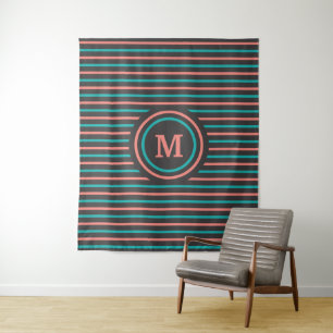 Custom Monogram Stripes Pattern tapestries