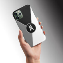 Custom Monogram Stylish Black & white Color block