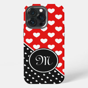 Custom Monogram Stylish Red, Black And White iPhone 13 Pro Case