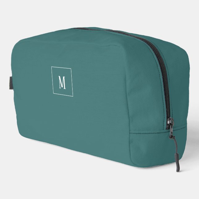 Custom monogram, teal green all over dopp kit (Right Corner)