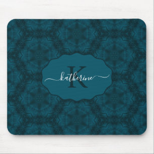 Custom Monogram Teal Navy Blue  Mouse Pad