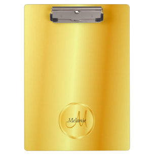 Custom Monogram Template Gold Look Elegant Clipboard