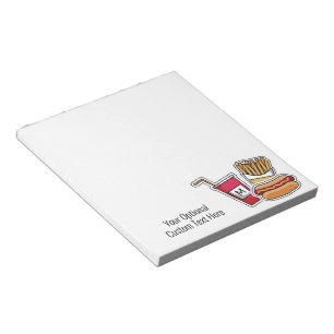 Custom monogram & text Hot Dog & Fries notepads