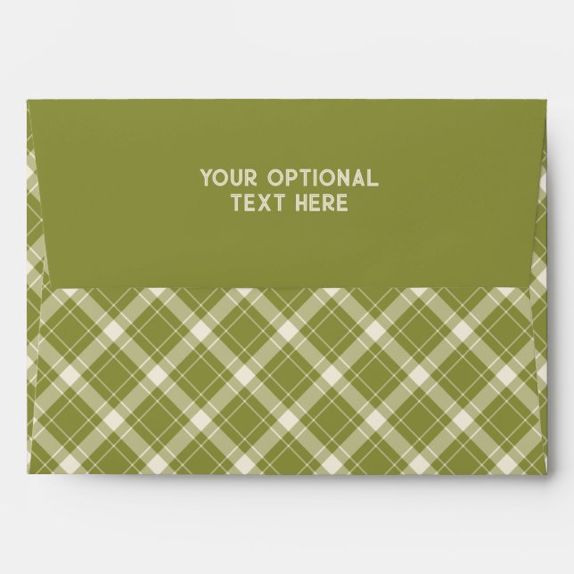 Custom Monogram & Text Plaid / Tartan Pattern Envelope (Back (Top Flap))