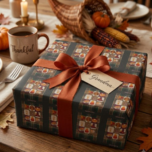Custom Monogram Thanksgiving personalized Wrapping Paper