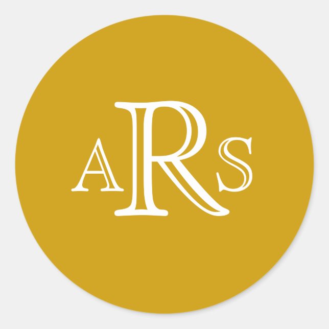 Custom Monogram Three Letter Gold Wedding Seal (Front)