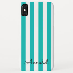 custom monogram Tiffany blue and white stripes Case-Mate iPhone Case