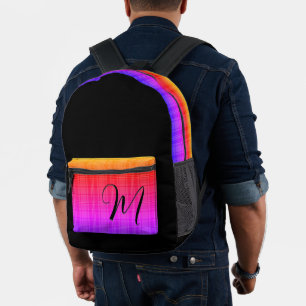 Custom Monogram Topography Retro Colourful Printed Backpack