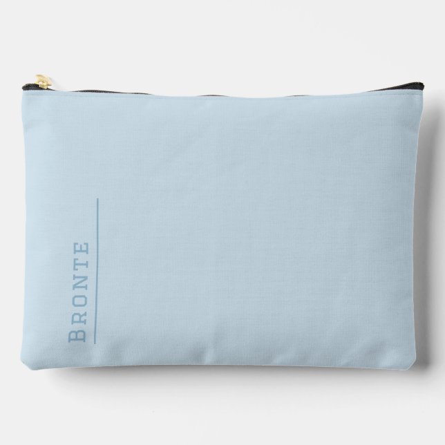 Custom monogram, trendy Ice Blue Accessory Pouch (Front)