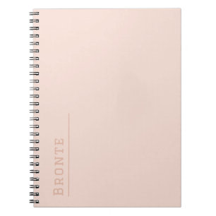 Custom monogram, trendy pink Peachy Coral Notebook
