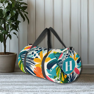 Custom Monogram Tropical Abstract Pattern Duffle Bag