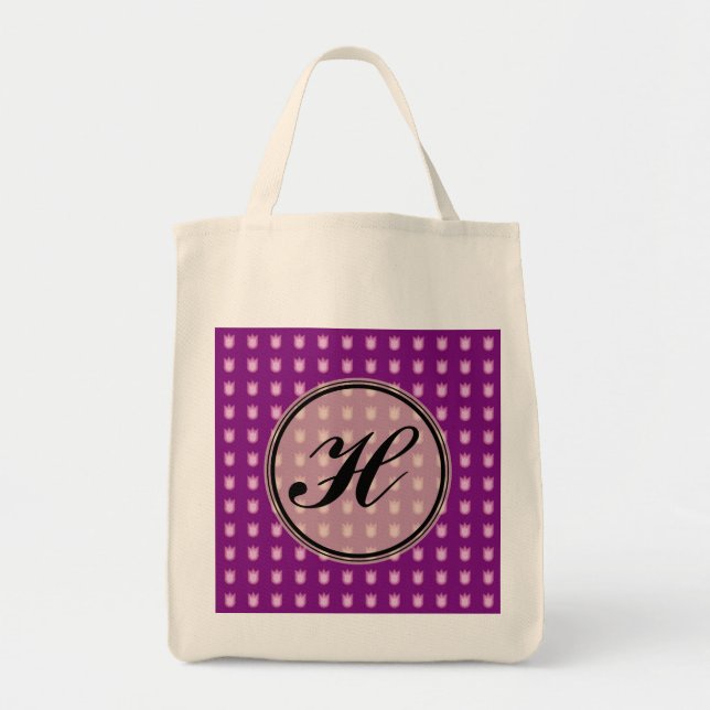 Custom monogram tulip design tote bag (Front)