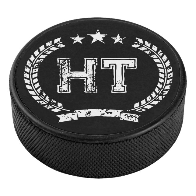 Custom monogram vintage crest hockey puck (3/4)