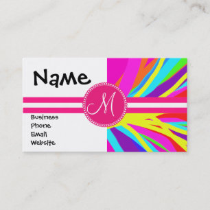 Custom Monogram Vivid Colour Paint Brush Strokes Business Card