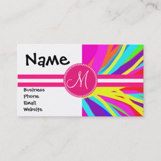 Custom Monogram Vivid Colour Paint Brush Strokes Business Card