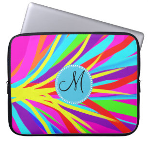 Custom Monogram Vivid Colour Paint Brush Strokes Laptop Sleeve