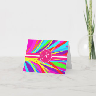 Custom Monogram Vivid Colour Paint Brush Strokes Note Card