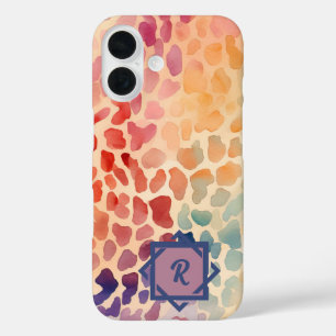 Custom Monogram Watercolor Colourful Artistic  iPhone 16 Case