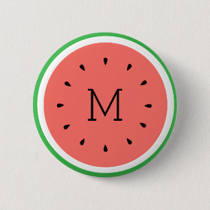 custom monogram watermelon 6 cm round badge