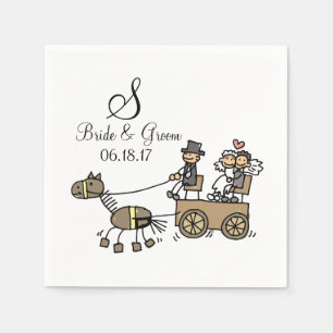Custom Monogram Wedding Horse Drawn Carriage Napkin
