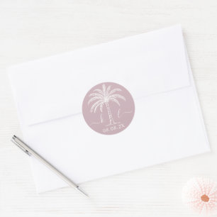 Custom Monogram Wedding Logo Palm Tree Classic Round Sticker