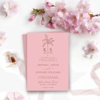 Custom Monogram Wedding Logo Palm Tree Invitation