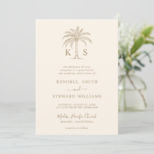 Custom Monogram Wedding Logo Palm Tree Invitation
