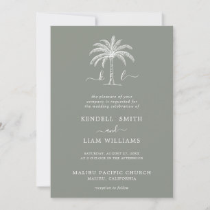 Custom Monogram Wedding Logo Palm Tree Invitation