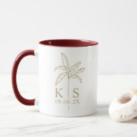 Custom Monogram Wedding Logo Palm Tree Mug