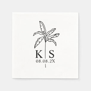 Custom Monogram Wedding Logo Palm Tree Napkins