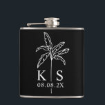 Custom Monogram Wedding Logo Palm Tree Tote Bag Fl Hip Flask<br><div class="desc">Custom Monogram Wedding Logo Palm Tree Tote Bag,  Save The Date</div>