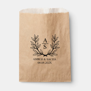 Custom Monogram Wedding Logo With Wreath Favour Bags