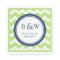Custom Monogram Wedding Napkin Lime Blue Chevron