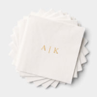 Custom Monogram Wedding Napkins - Gold Foil