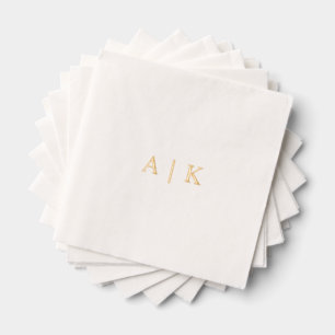 Custom Monogram Wedding Napkins - Gold Foil