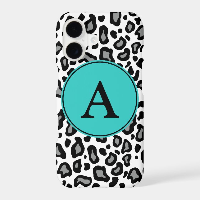 Custom Monogram White Leopard iPhone Plus Case (Back)