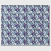 Custom Monogram Willow Tree Blue Wrapping Paper