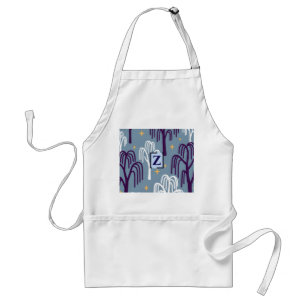 Custom Monogram Willow Tree Pattern Blue Adult Standard Apron