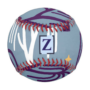 Custom Monogram Willow Tree Pattern Blue Baseball