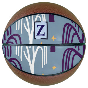 Custom Monogram Willow Tree Pattern Blue Basketbal Basketball