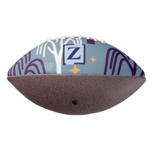 Custom Monogram Willow Tree Pattern Blue Football